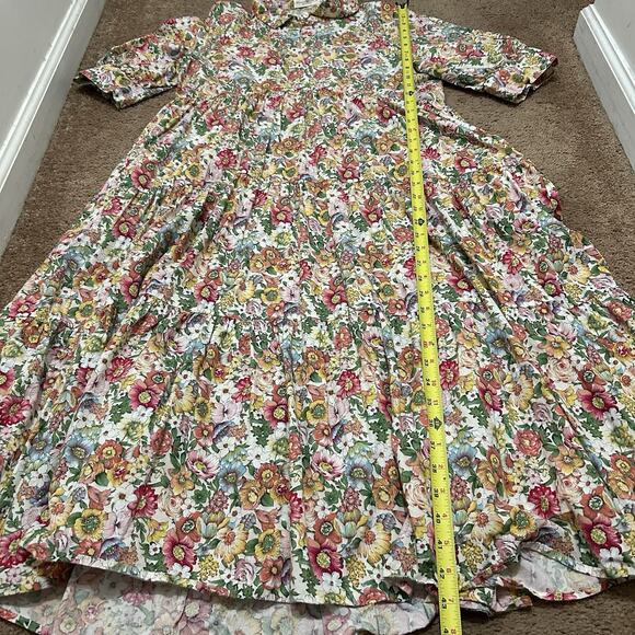 Natural Life Rebecca Midi Tiered Dress White Fuschia Size Medium - Picture 2 of 6